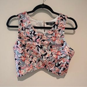 Beautiful Pink Black Pattern Asymmetrical Crop Top Tank Top